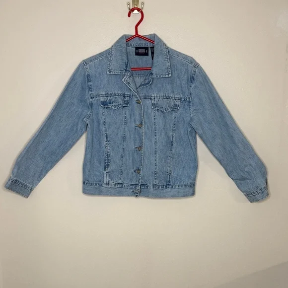 Bill Blass Light Blue Jean Jacket 100% Cotton Size M - Picture 1 of 16
